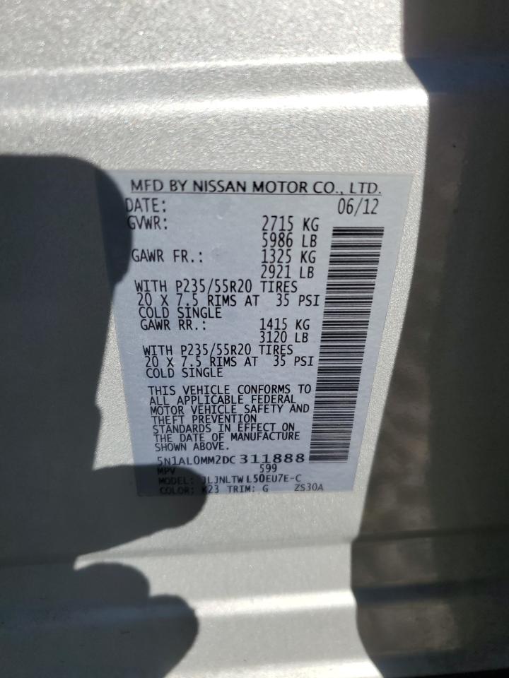 2013 Infiniti Jx35 VIN: 5N1AL0MM2DC311888 Lot: 93258215