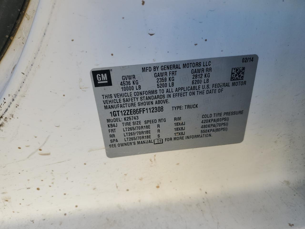 2015 GMC Sierra K2500 Slt VIN: 1GT12ZE86FF112308 Lot: 91460725