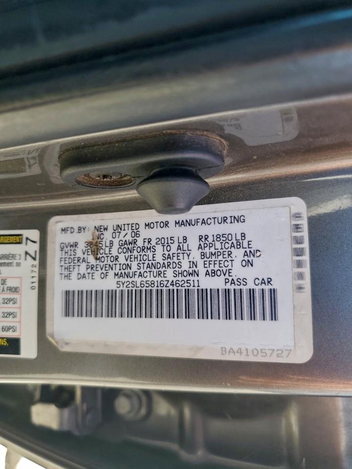 2006 Pontiac Vibe VIN: 5Y2SL65816Z462511 Lot: 93965805