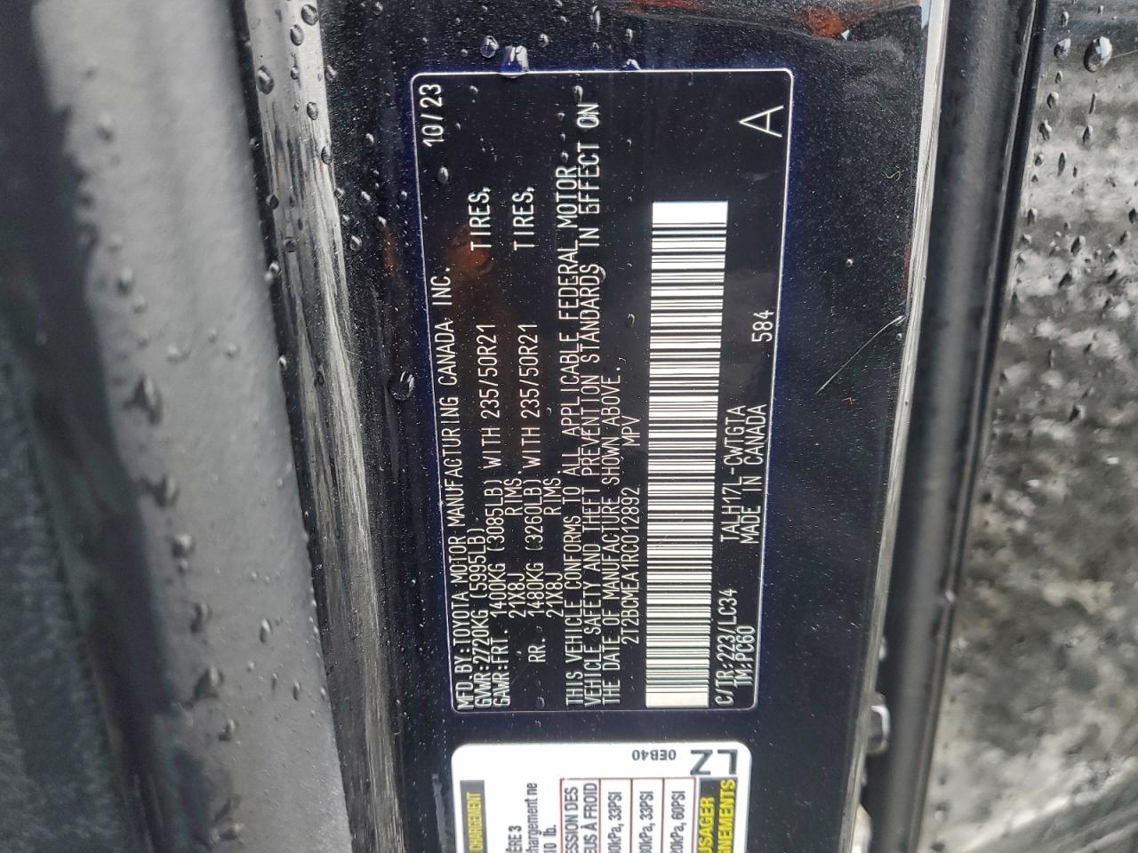 2024 Lexus Rx 500H F Sport VIN: 2T2BCMEA1RC012892 Lot: 94496945