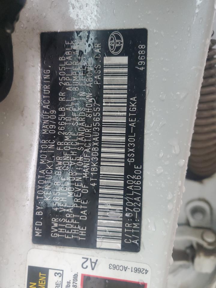 2010 Toyota Avalon Xl VIN: 4T1BK3DBXAU356557 Lot: 91114595