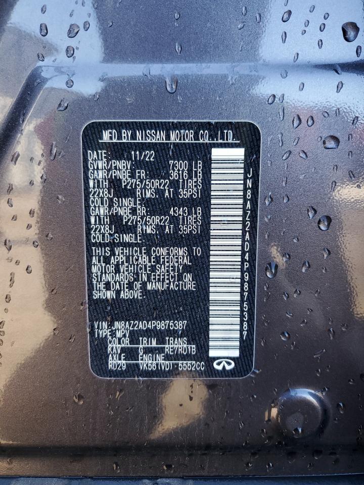 2023 Infiniti Qx80 Luxe VIN: JN8AZ2AD4P9875387 Lot: 91578365