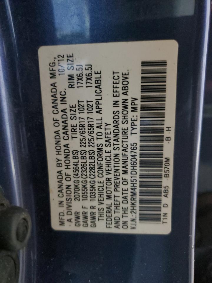 2013 Honda Cr-V Ex VIN: 2HKRM4H51DH604765 Lot: 92242275