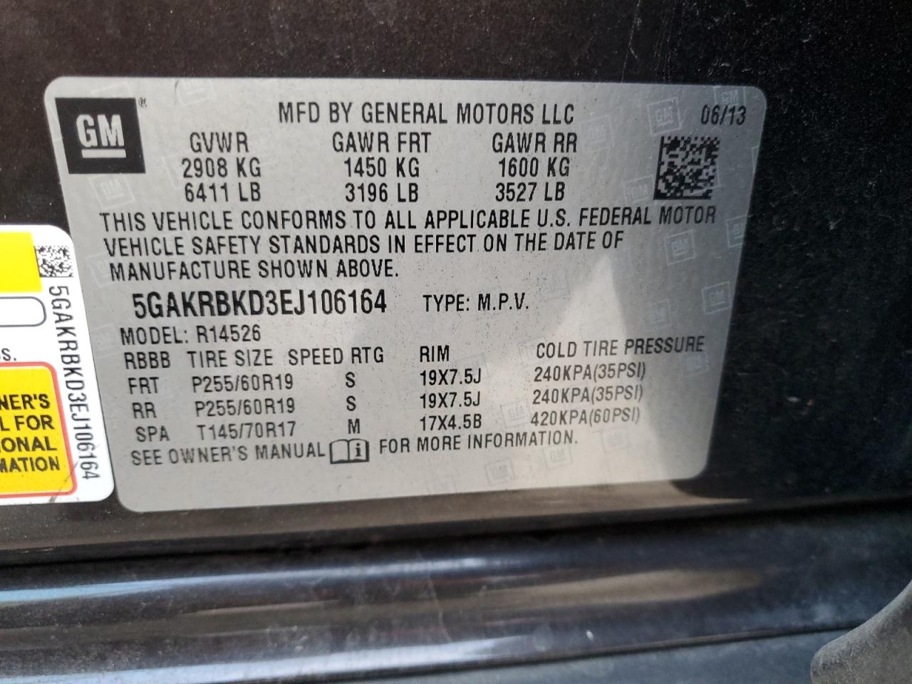 2014 Buick Enclave VIN: 5GAKRBKD3EJ106164 Lot: 93095565