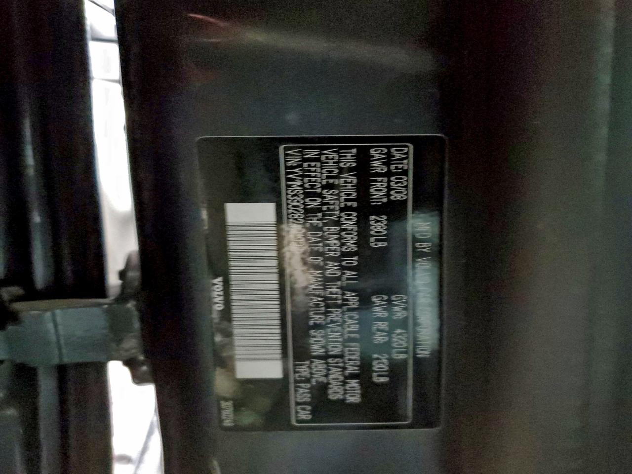 2008 Volvo S40 2.4I VIN: YV1MS390282401902 Lot: 94140445