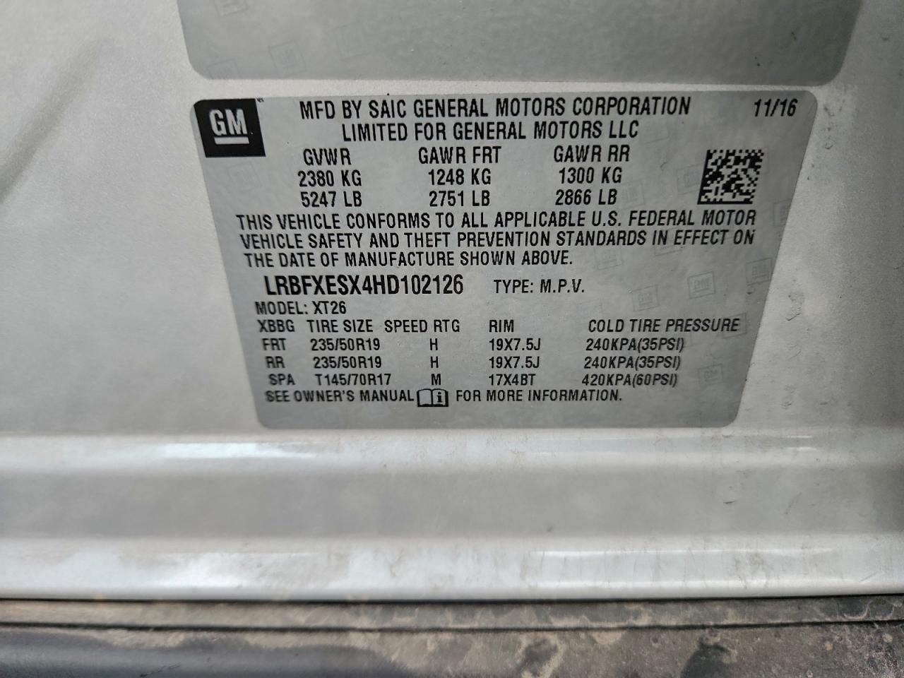 2017 Buick Envision Premium VIN: LRBFXESX4HD102126 Lot: 94356675