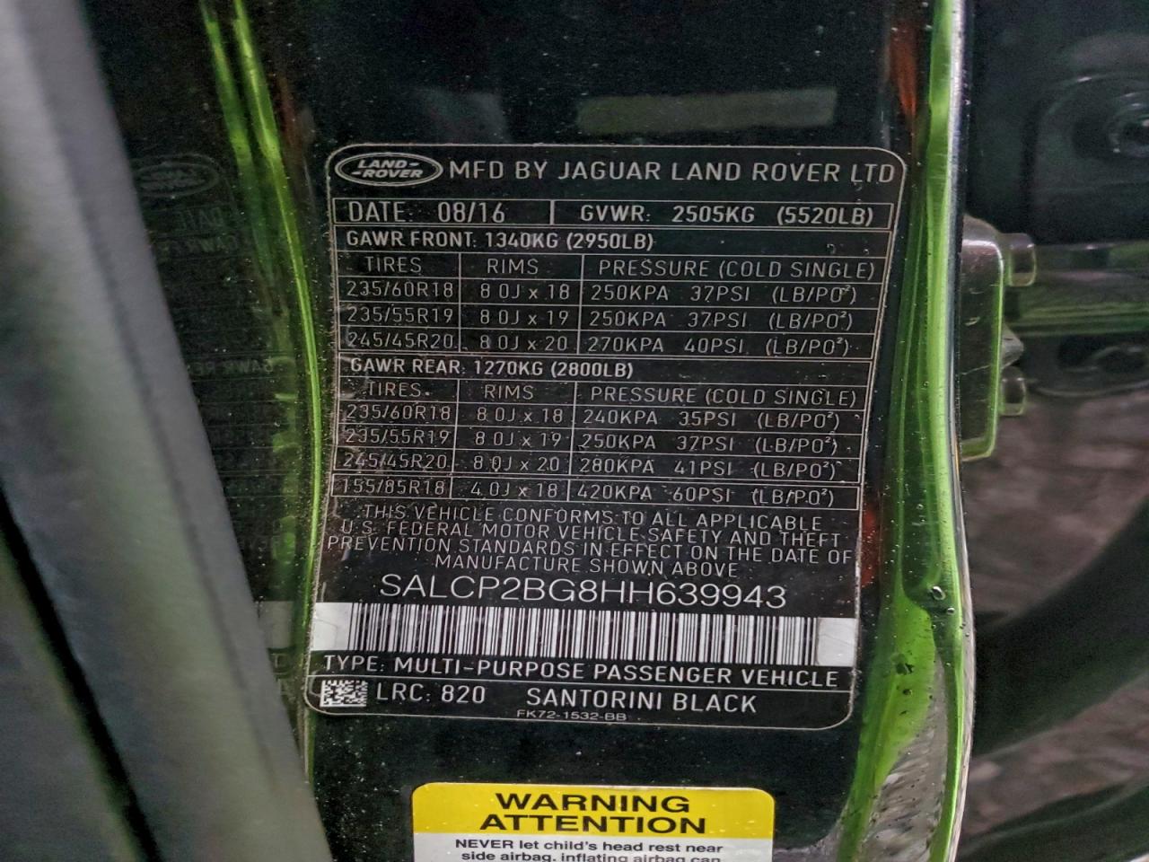 2017 Land Rover Discovery Sport Se VIN: SALCP2BG8HH639943 Lot: 92760725