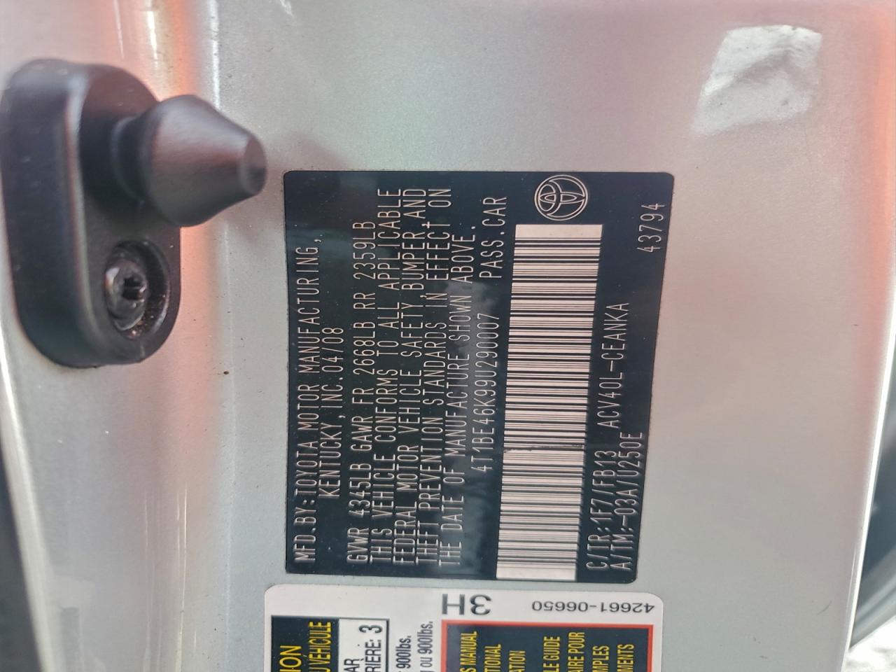 2009 Toyota Camry Base VIN: 4T1BE46K99U290007 Lot: 94690465