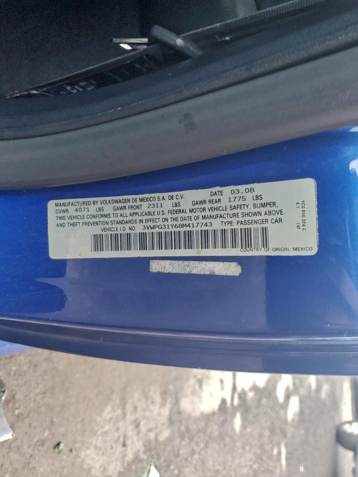 2008 Volkswagen New Beetle Convertible S VIN: 3VWPG31Y68M417743 Lot: 94133505