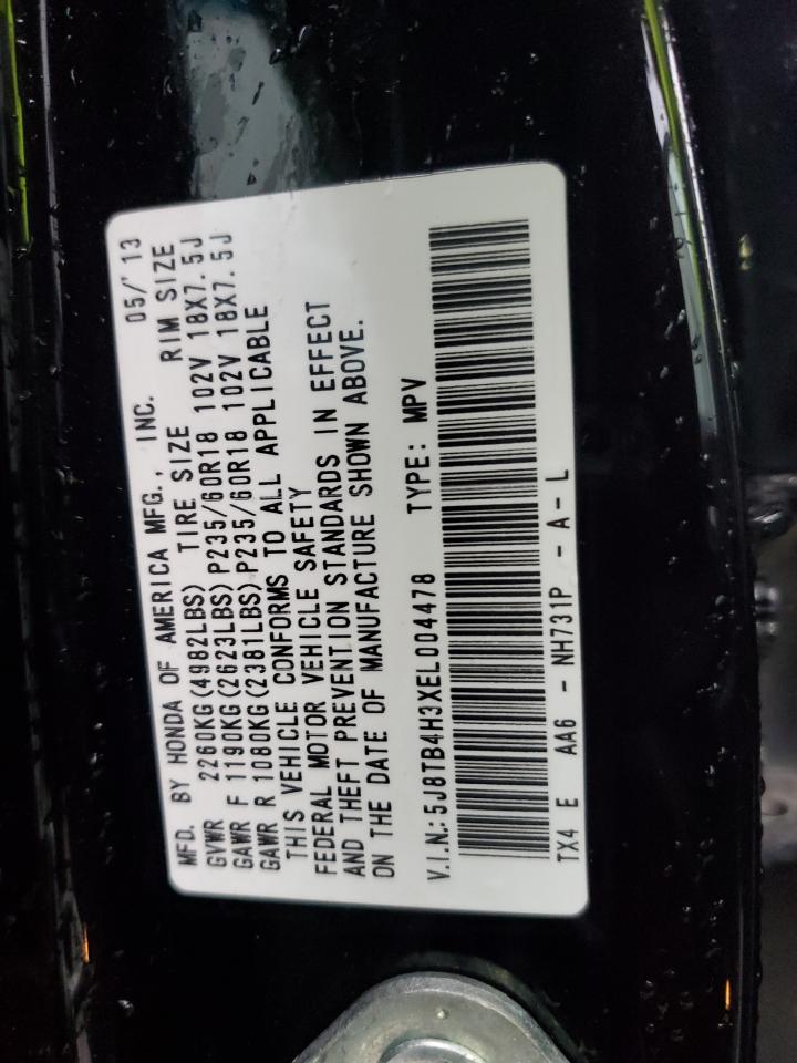 2014 Acura Rdx VIN: 5J8TB4H3XEL004478 Lot: 91100525