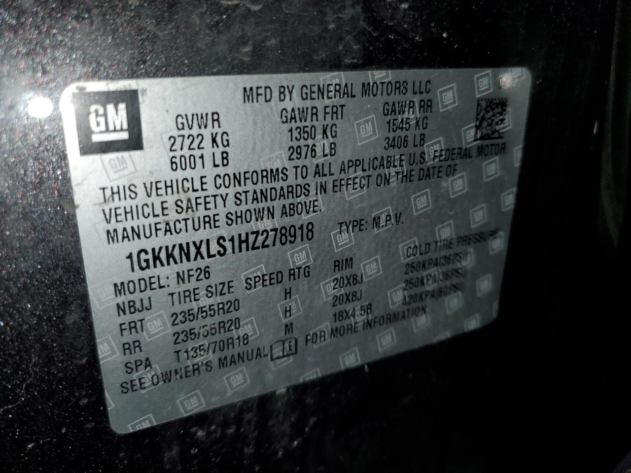 2017 GMC Acadia Denali VIN: 1GKKNXLS1HZ278918 Lot: 92851595