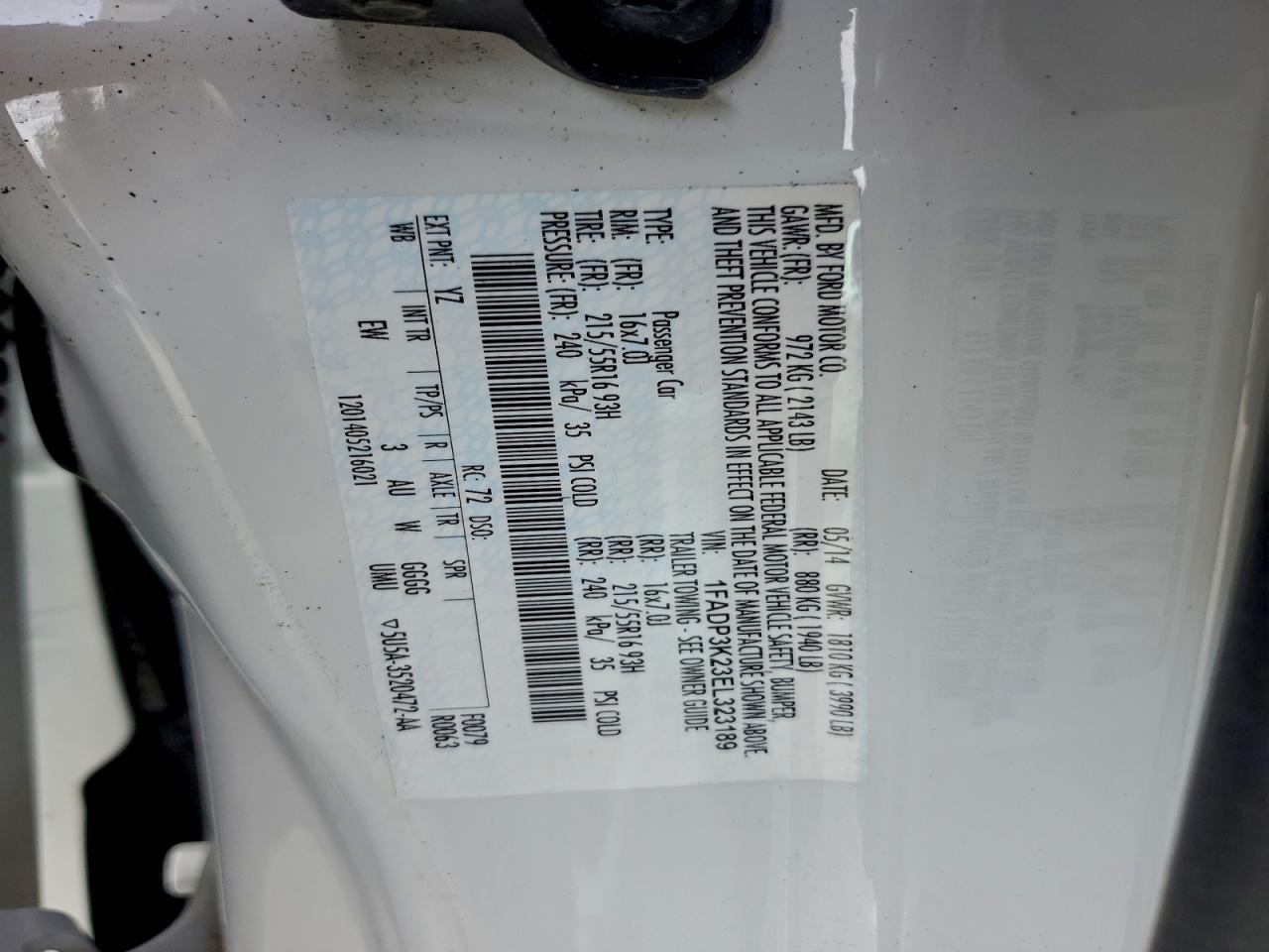 2014 Ford Focus Se VIN: 1FADP3K23EL323189 Lot: 94476455