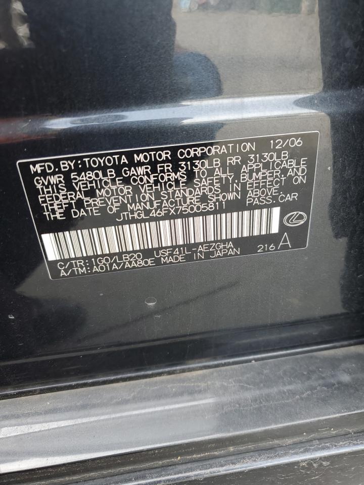 2007 Lexus Ls 460L VIN: JTHGL46FX75005811 Lot: 90919785