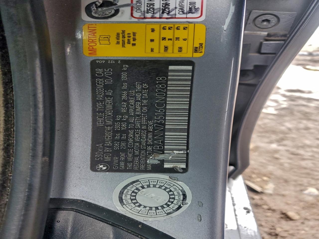 2006 BMW 530 Xit VIN: WBANN73516CN02818 Lot: 94313035