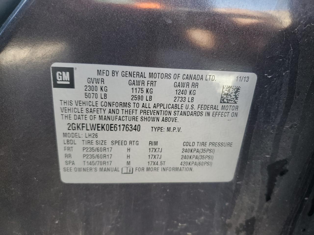 2014 GMC Terrain Sle VIN: 2GKFLWEK0E6176340 Lot: 90782445