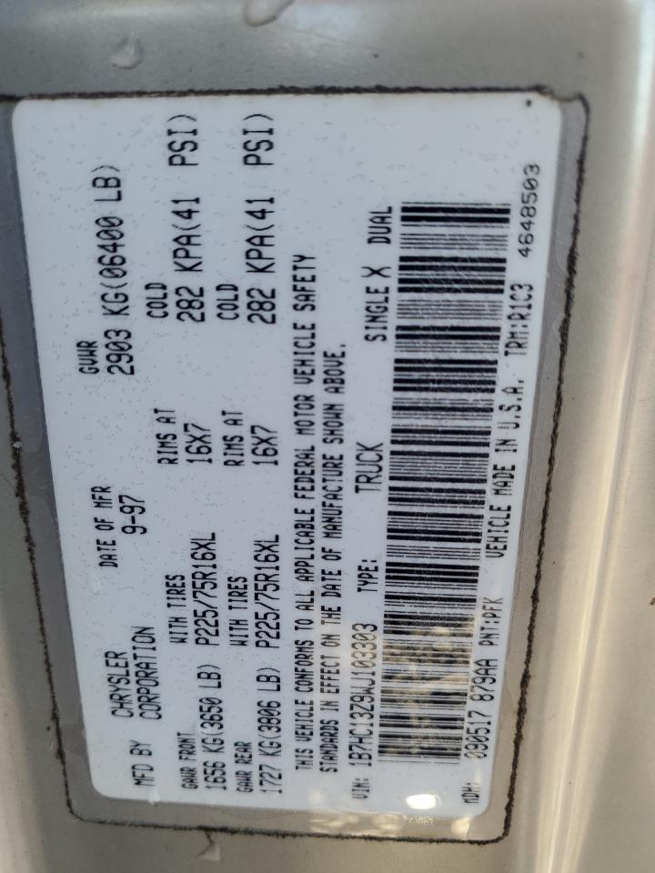 1998 Dodge Ram 1500 VIN: 1B7HC13Z9WJ103303 Lot: 91083815