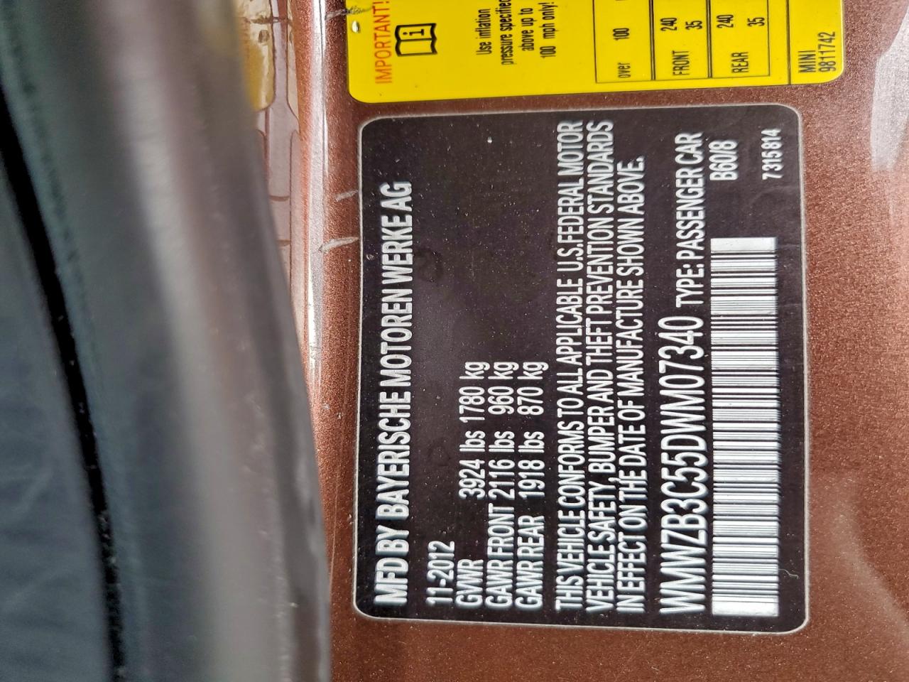 2013 Mini Cooper Countryman VIN: WMWZB3C55DWM07340 Lot: 94116185