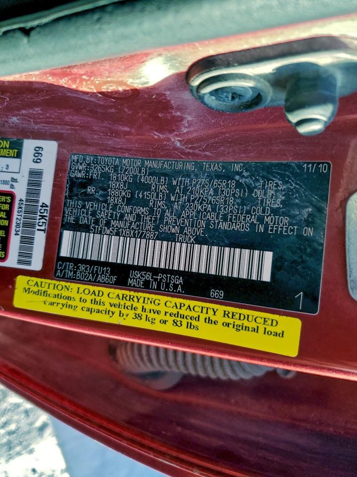 2011 Toyota Tundra Crewmax Sr5 VIN: 5TFDW5F1XBX177887 Lot: 92351395