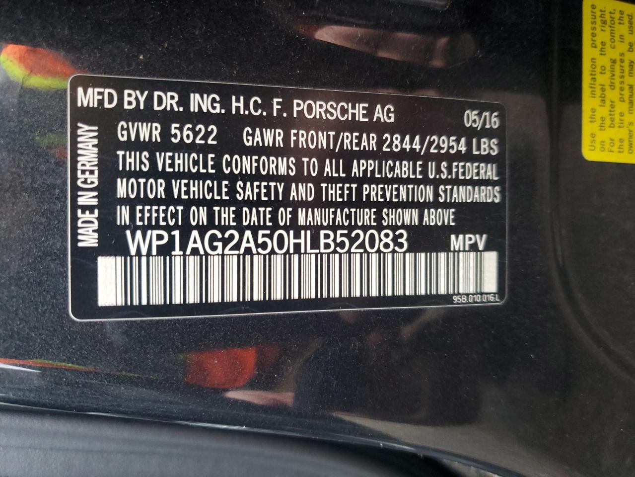 2017 Porsche Macan Gts VIN: WP1AG2A50HLB52083 Lot: 90676655