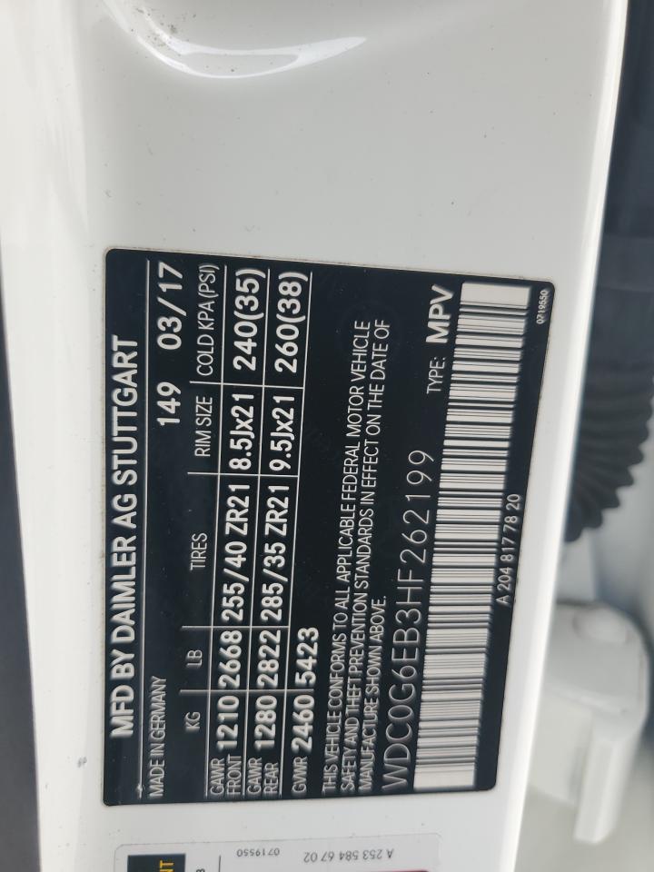 2017 Mercedes-Benz Glc 43 4Matic Amg VIN: WDC0G6EB3HF262199 Lot: 93662385