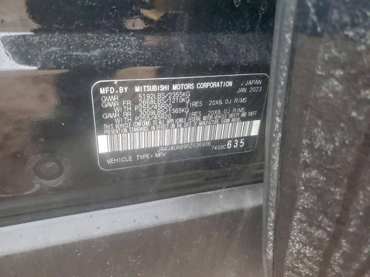 2023 Mitsubishi Outlander Se VIN: JA4J4UA89PZ036936 Lot: 94241025