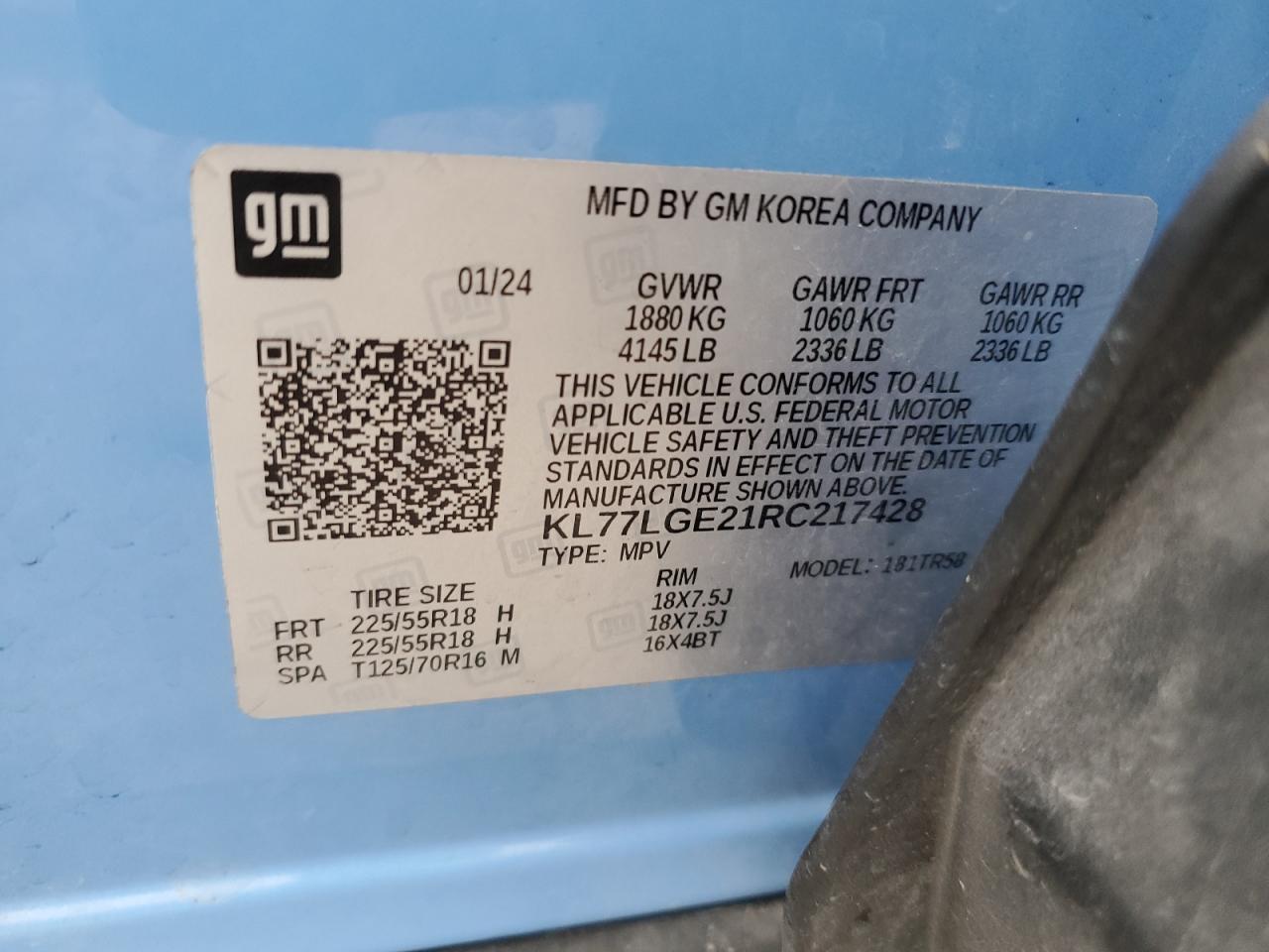 2024 Chevrolet Trax 1Rs VIN: KL77LGE21RC217428 Lot: 92988735