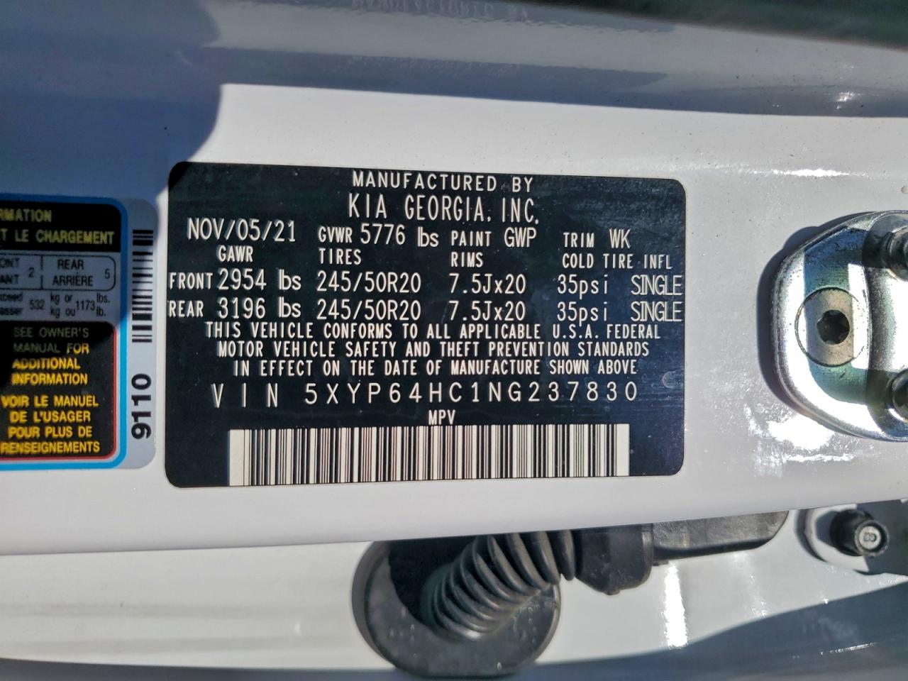 2022 Kia Telluride S VIN: 5XYP64HC1NG237830 Lot: 93974785