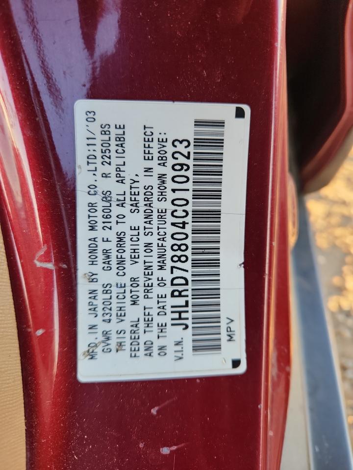 2004 Honda Cr-V Ex VIN: JHLRD78804C010923 Lot: 93261765