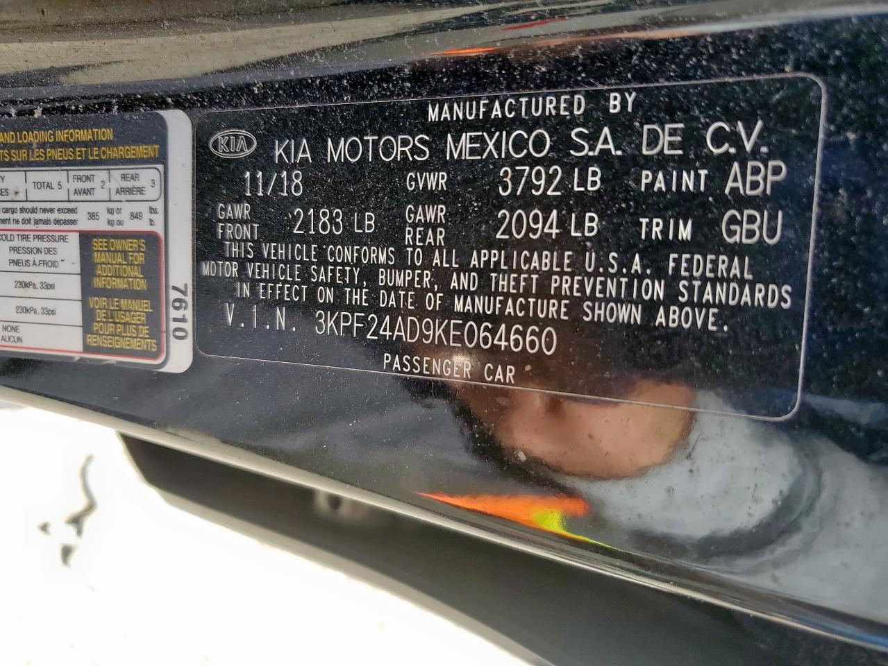 2019 Kia Forte Fe VIN: 3KPF24AD9KE064660 Lot: 92313115