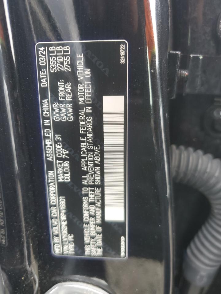2024 Volvo S90 Plus VIN: LVY062ME1RP416801 Lot: 91700375