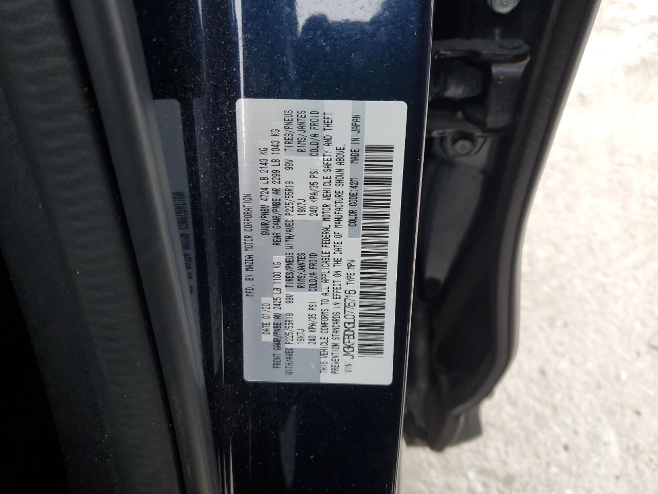 2020 Mazda Cx-5 Grand Touring VIN: JM3KFBDM3L0776716 Lot: 92302495