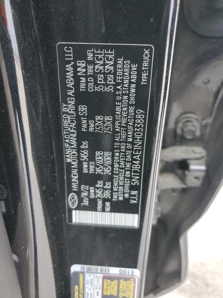 2022 Hyundai Santa Cruz Sel VIN: 5NTJB4AE1NH033889 Lot: 92479845