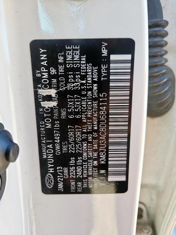 2013 Hyundai Tucson Gls VIN: KM8JU3AC8DU684115 Lot: 91631555