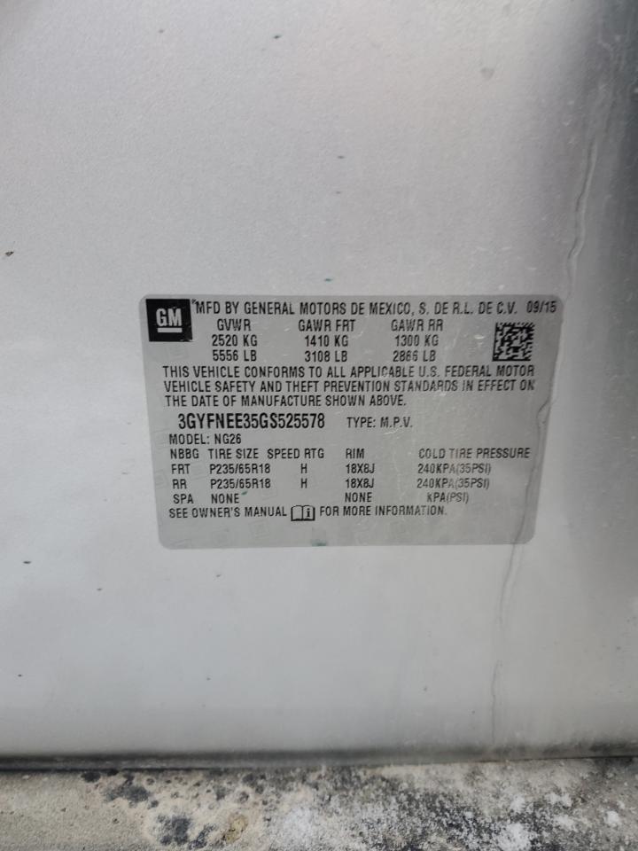 2016 Cadillac Srx Luxury Collection VIN: 3GYFNEE35GS525578 Lot: 89870495