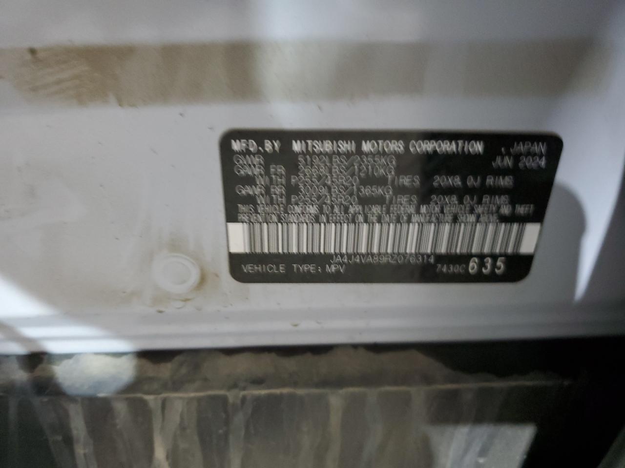 2024 Mitsubishi Outlander Se VIN: JA4J4VA89RZ076314 Lot: 91195065