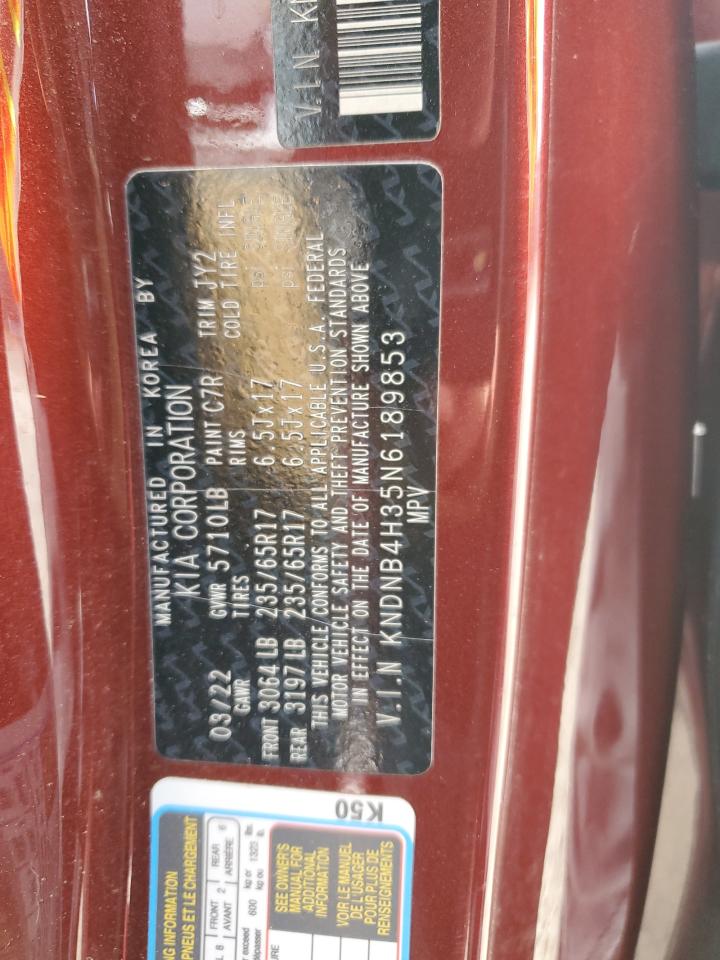 2022 Kia Carnival Lx VIN: KNDNB4H35N6189853 Lot: 91634025