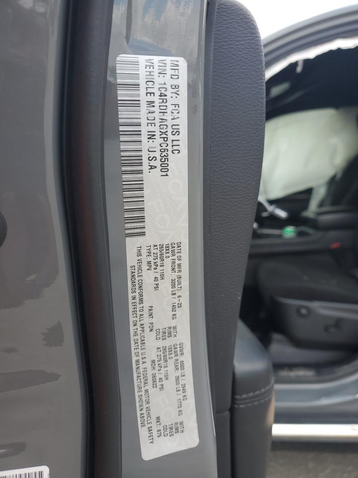 2023 Dodge Durango Sxt VIN: 1C4RDHAGXPC635001 Lot: 91936865