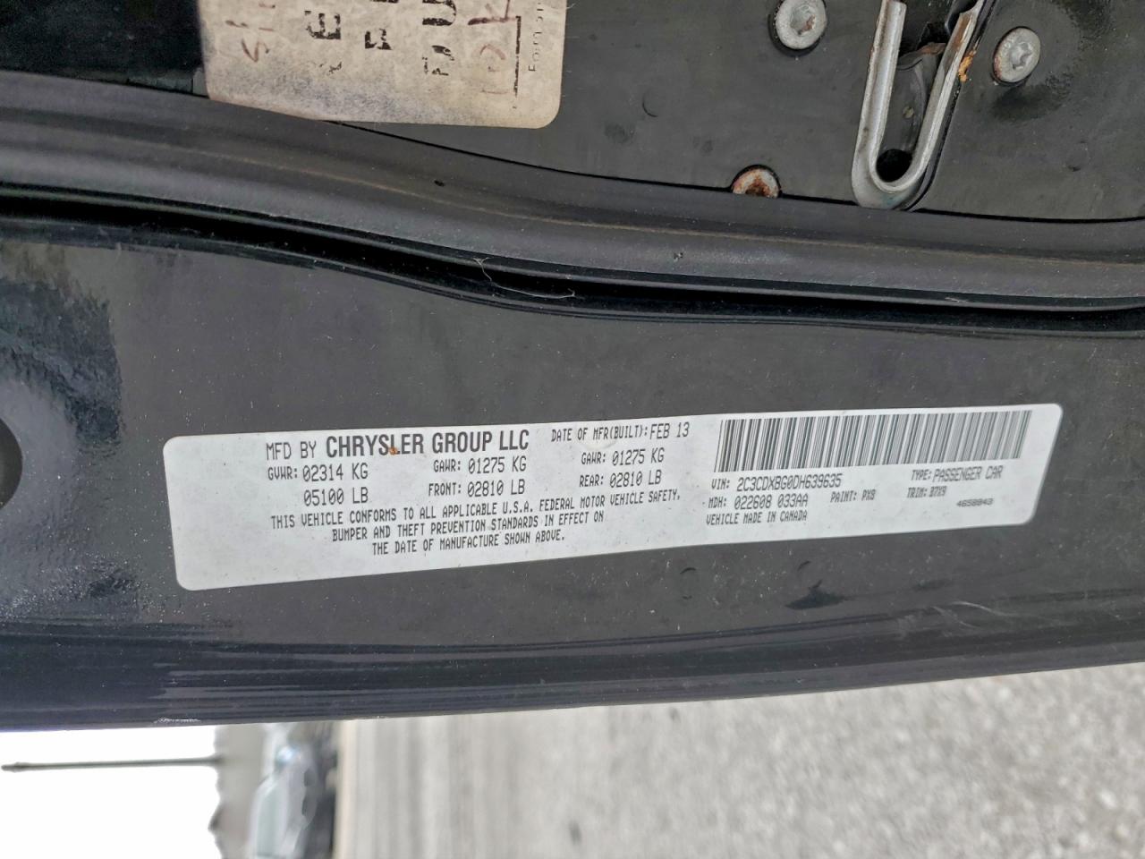 2013 Dodge Charger Se VIN: 2C3CDXBG0DH639635 Lot: 94138225