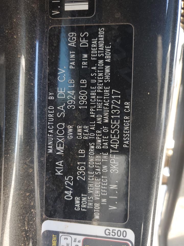 2025 Kia K4 Lx VIN: 3KPFT4DE5SE137217 Lot: 92067255