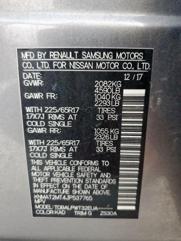 2018 Nissan Rogue S VIN: KNMAT2MT4JP537765 Lot: 93367835