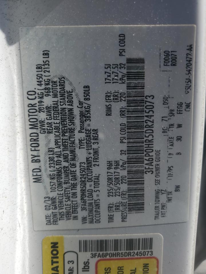 2013 Ford Fusion Se VIN: 3FA6P0HR5DR245073 Lot: 92891365