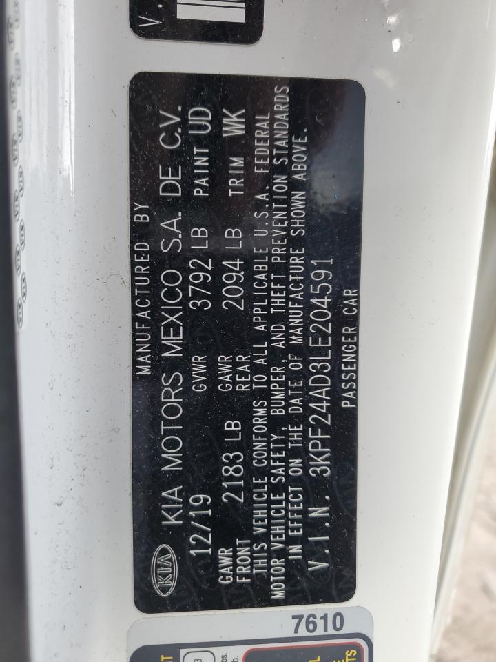 2020 Kia Forte Fe VIN: 3KPF24AD3LE204591 Lot: 92870955