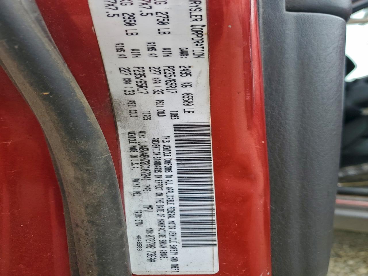 2002 Jeep Grand Cherokee Laredo VIN: 1J4GW48N72C107241 Lot: 94089295