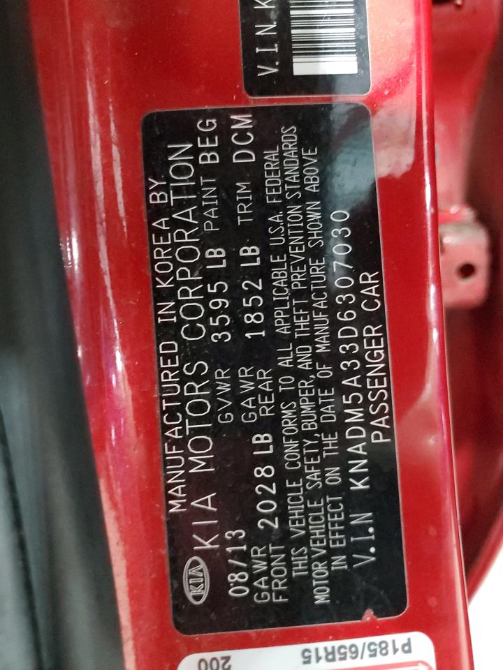 2013 Kia Rio Lx VIN: KNADM5A33D6307030 Lot: 91904095