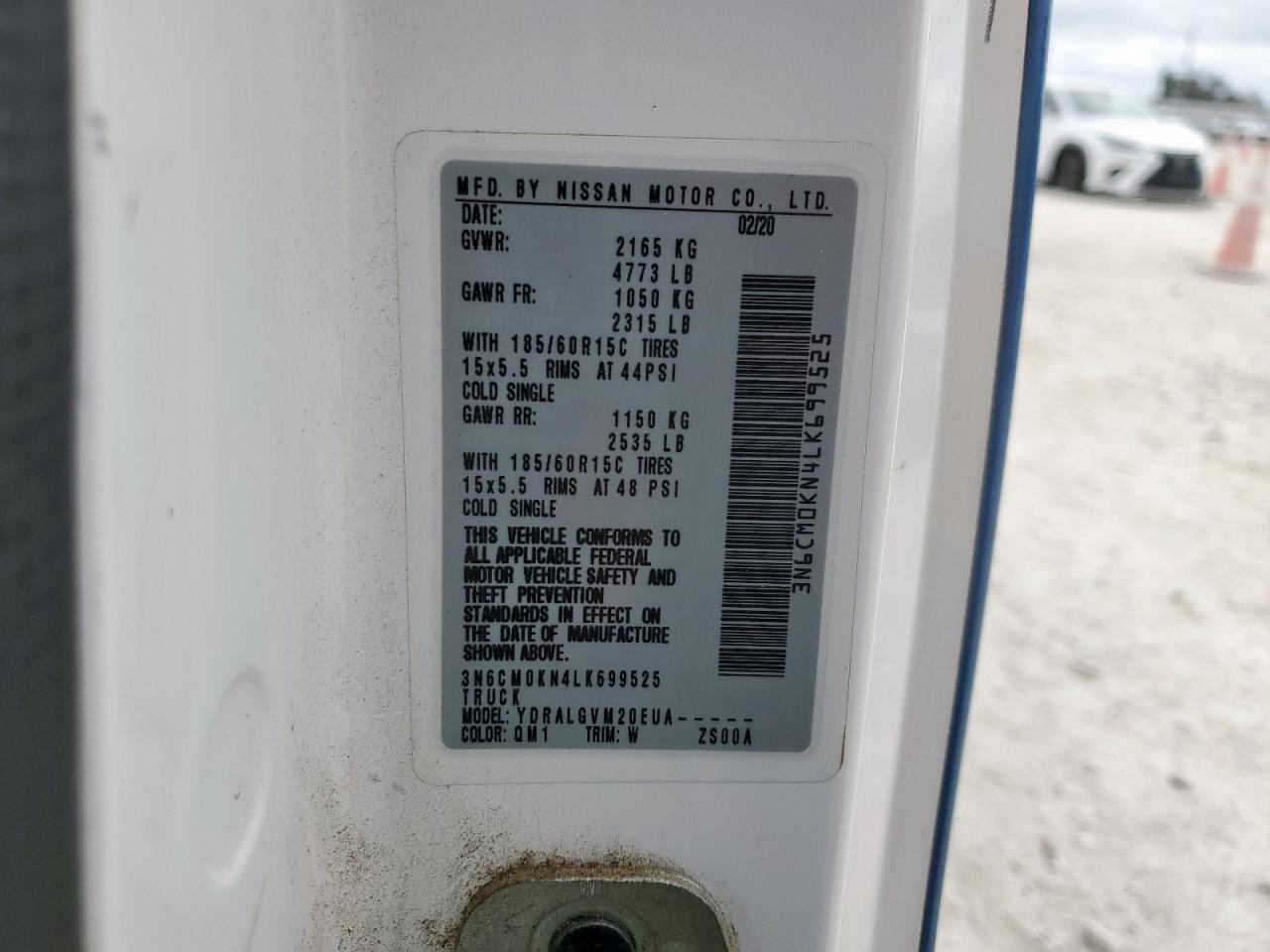 2020 Nissan Nv 200 Utility / Service Van VIN: 3N6CM0KN4LK699525 Lot: 93118685