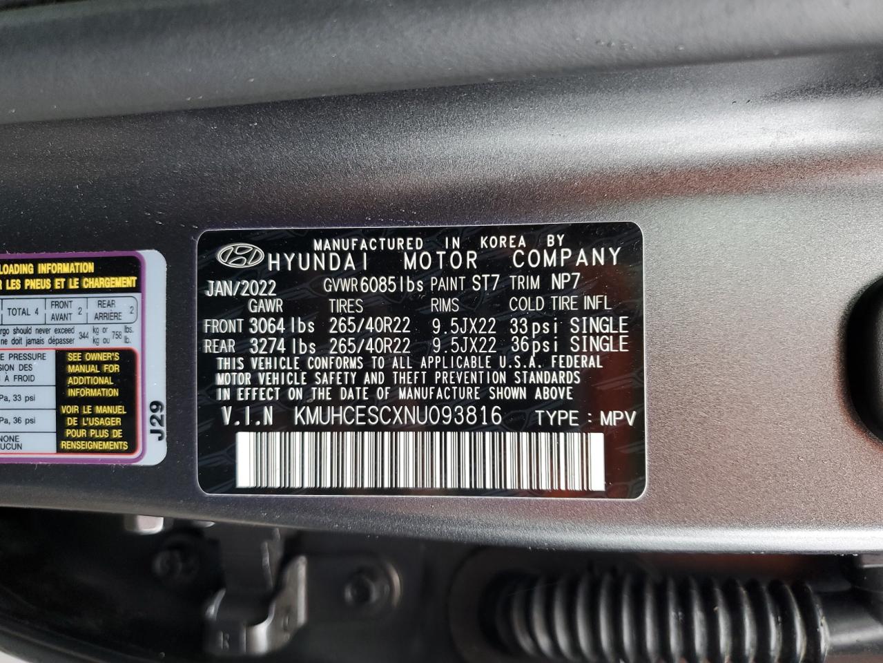 2022 Genesis Gv80 Base VIN: KMUHCESCXNU093816 Lot: 92225495