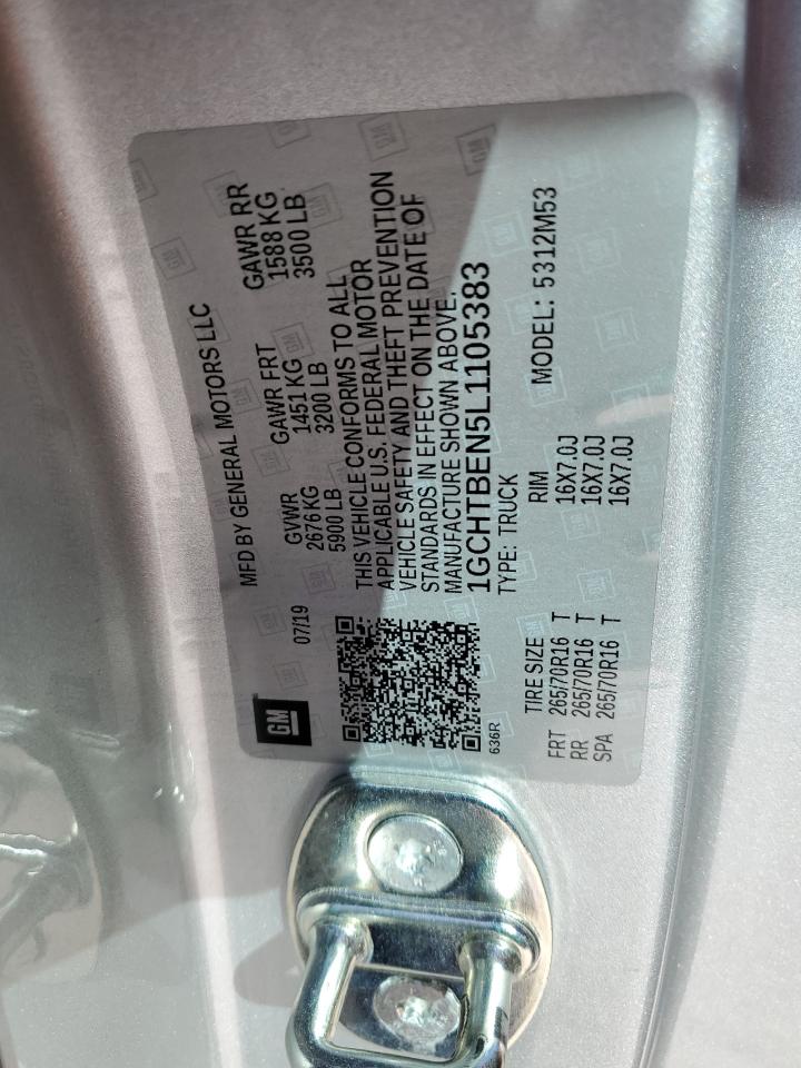 2020 Chevrolet Colorado VIN: 1GCHTBEN5L1105383 Lot: 92094565