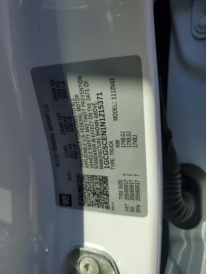 2022 Chevrolet Colorado Lt VIN: 1GCGSCEN1N1215371 Lot: 92118995