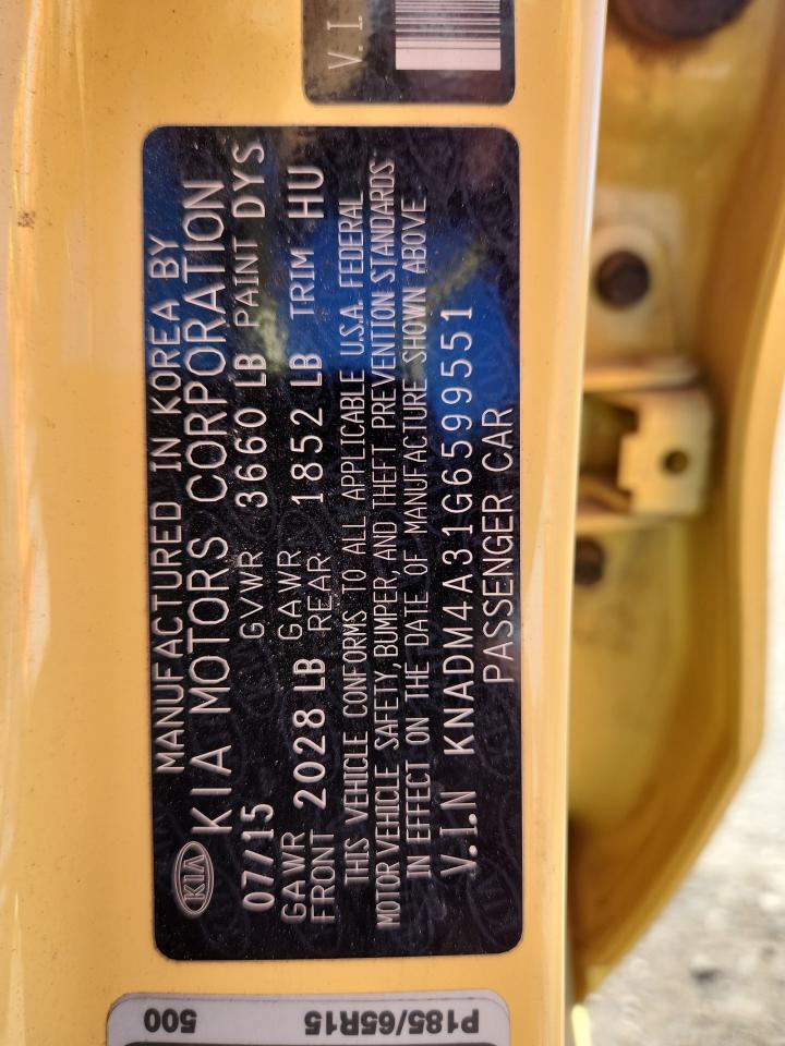 2016 Kia Rio Lx VIN: KNADM4A31G6599551 Lot: 91455005