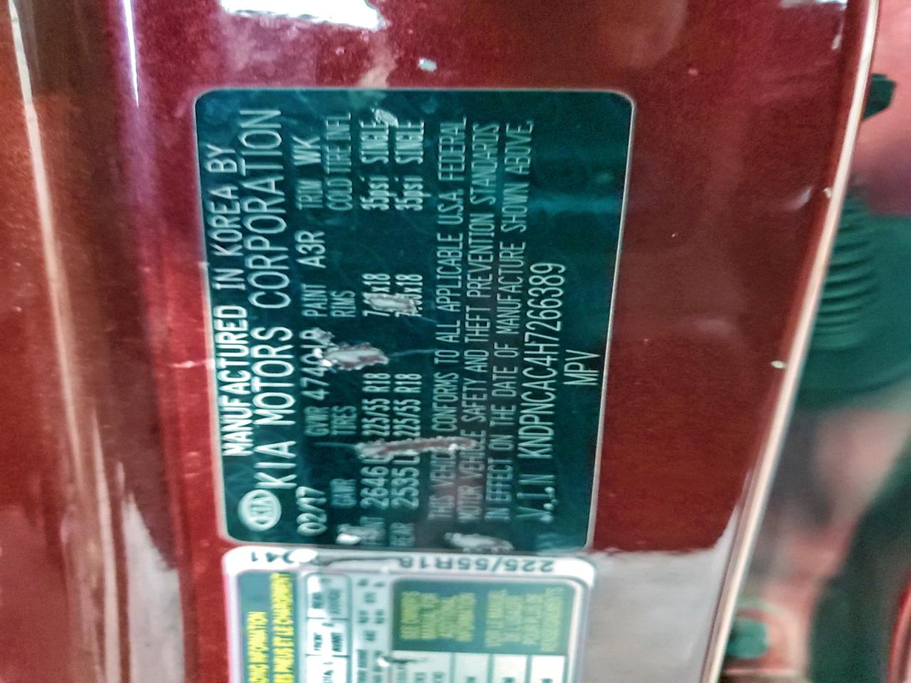 2017 Kia Sportage Ex VIN: KNDPNCAC4H7266389 Lot: 94732145